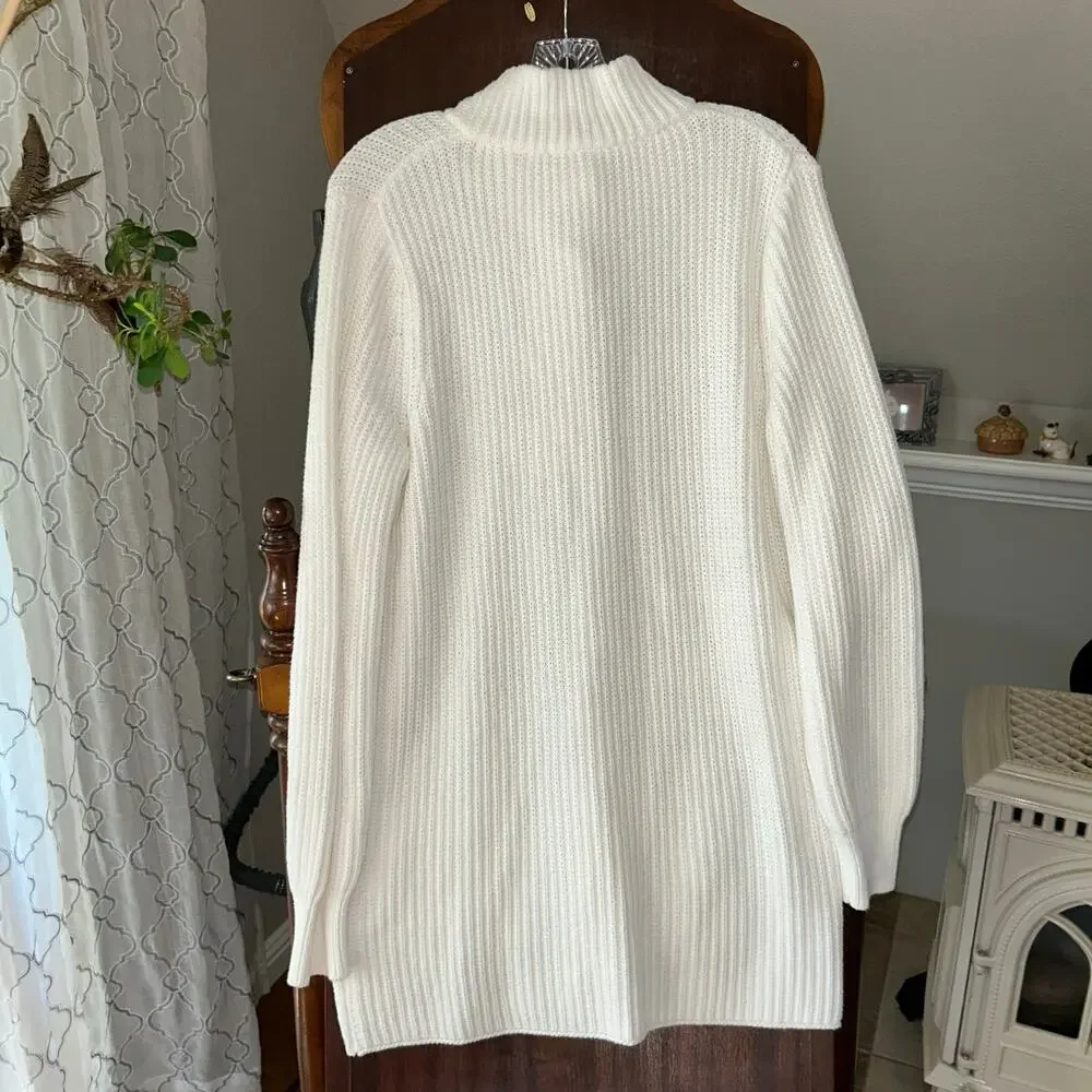 Soft surroundings white knit Highland Tunic Sweater medium 2BV93